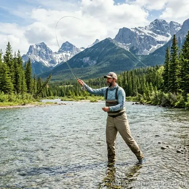 Angler on the Bow River in Banff National Park