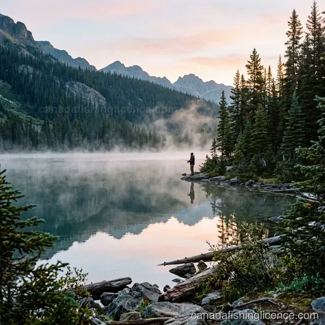Fishing in the Canadian wilderness at sunset