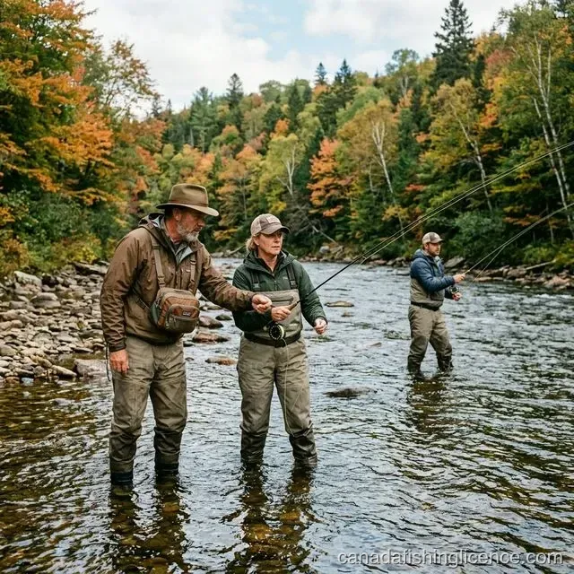 Anglers on a New Brunswick salmon river